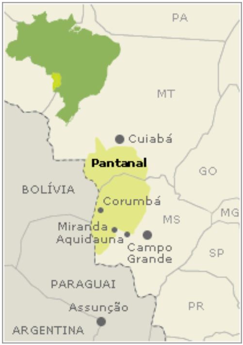 Mapa de localização do Pantanal no território brasileiro. Fonte: Alta Montanha.